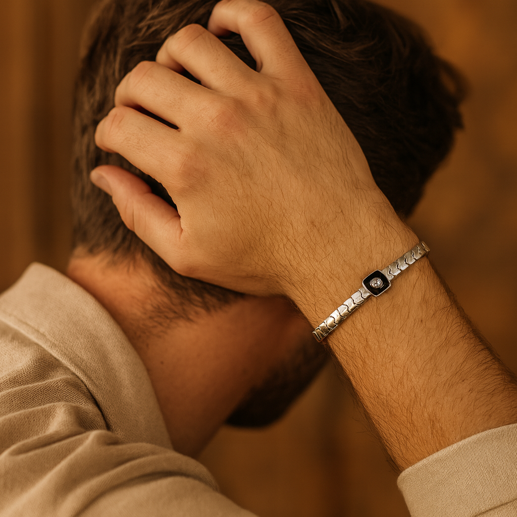 925 Sterling Silver Black Power Stone Bracelet