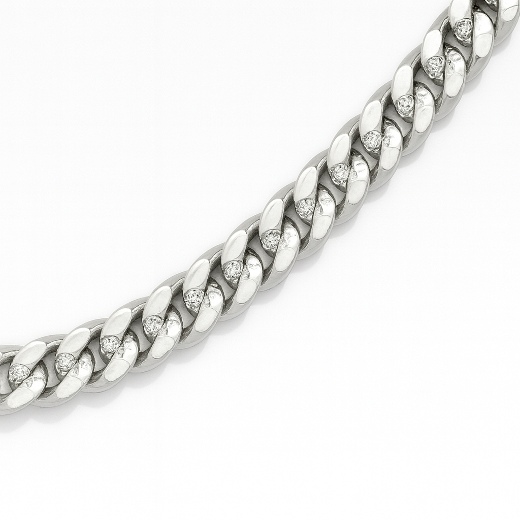 925 Sterling Silver Majestic Carved Cuban Curb Chain