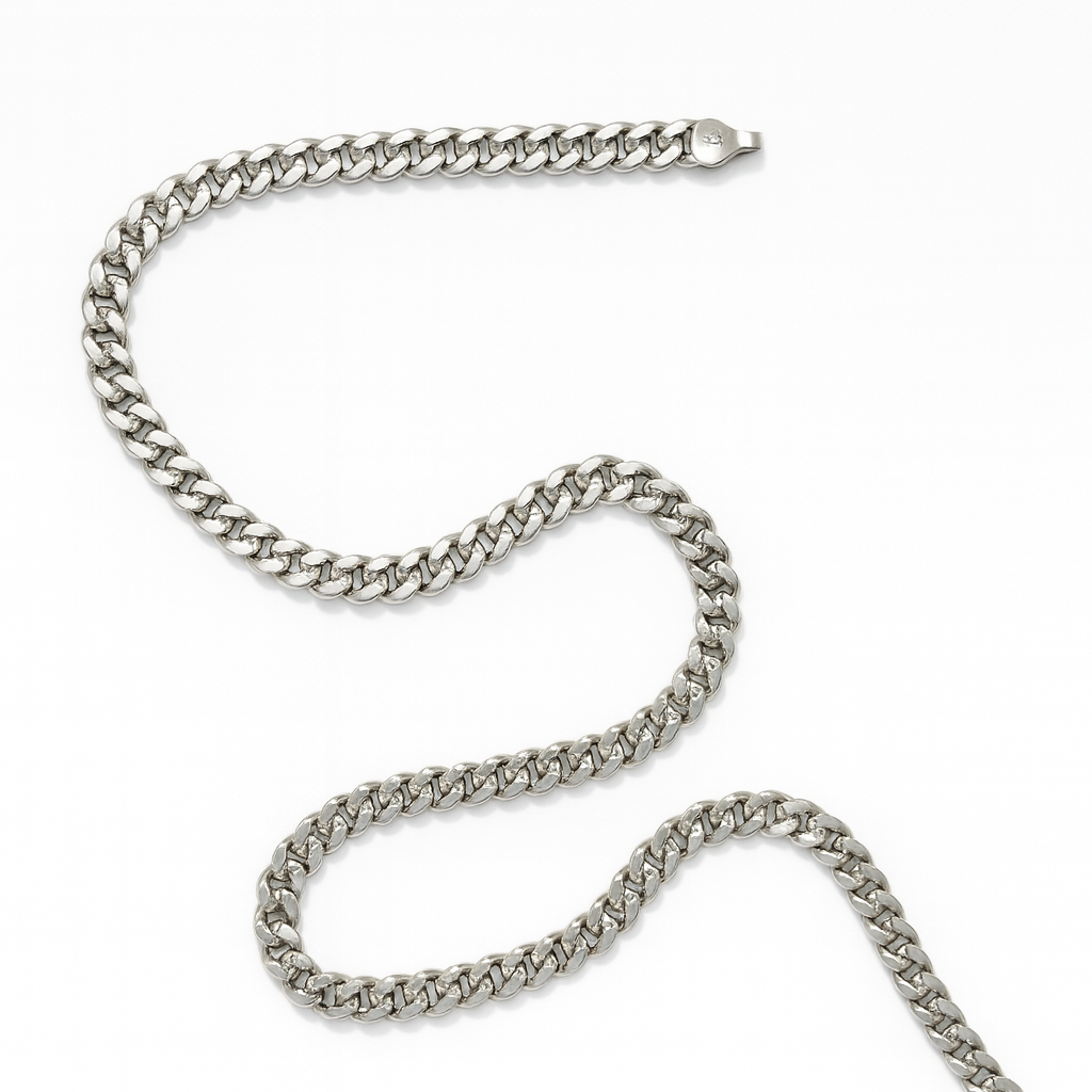 925 Sterling Silver Majestic Carved Cuban Curb Chain