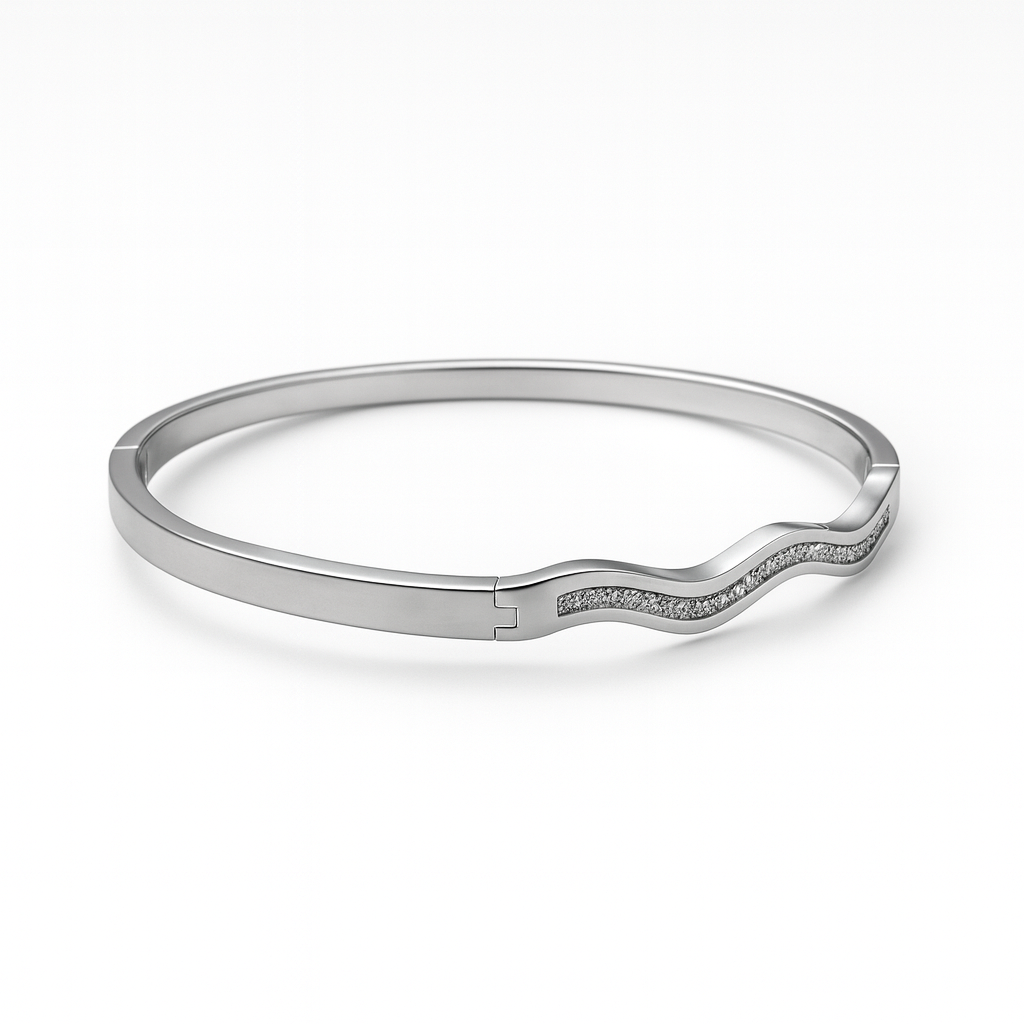 925 Sterling Silver Wave Bangle