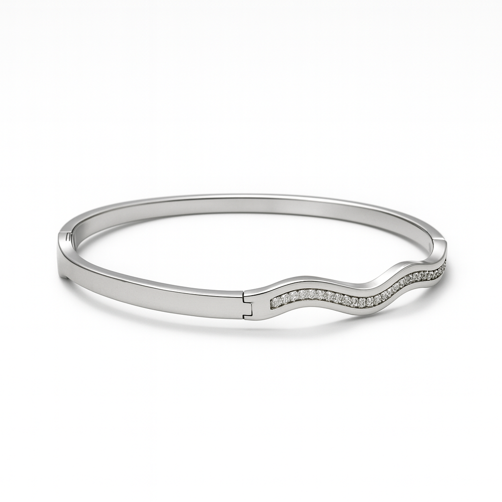 925 Sterling Silver Wave Bangle