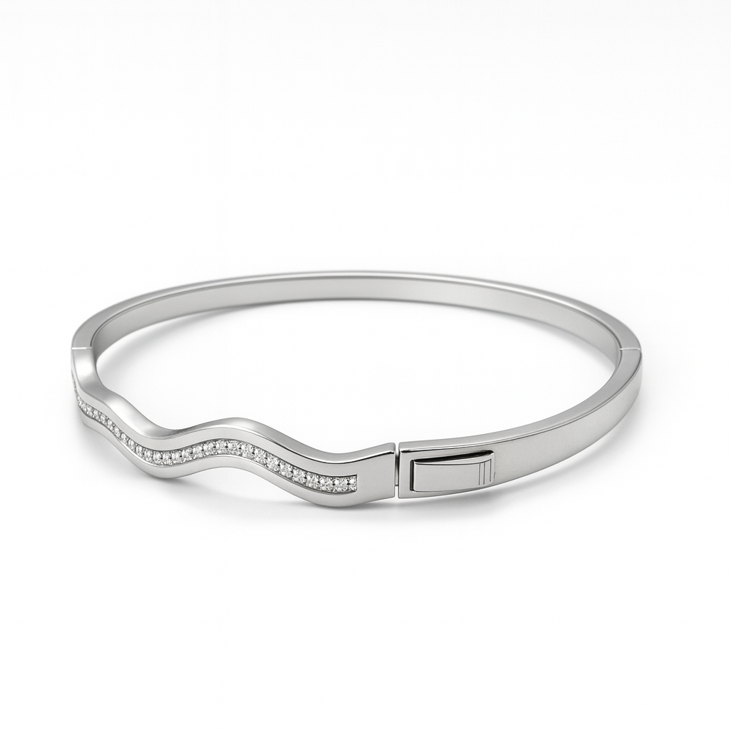 925 Sterling Silver Wave Bangle