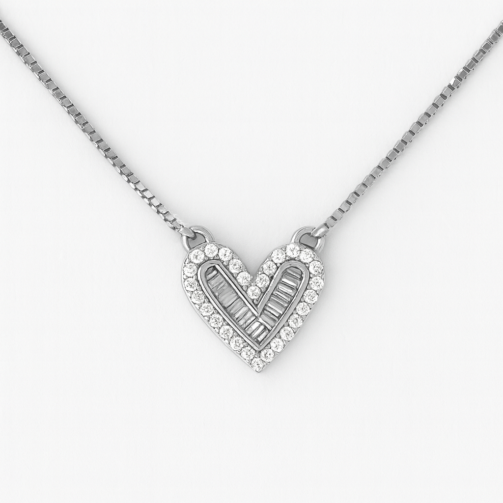 925 Sterling Silver Crystal Heart Pendant