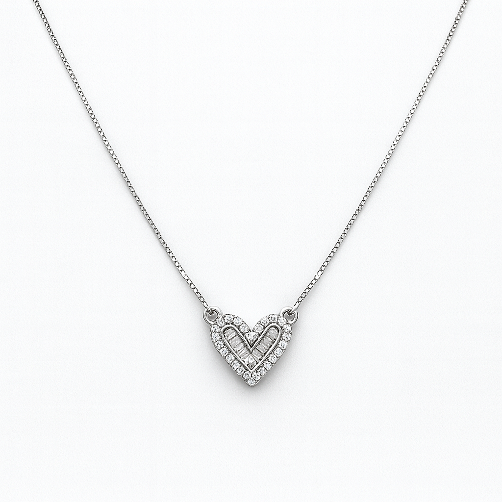 925 Sterling Silver Crystal Heart Pendant