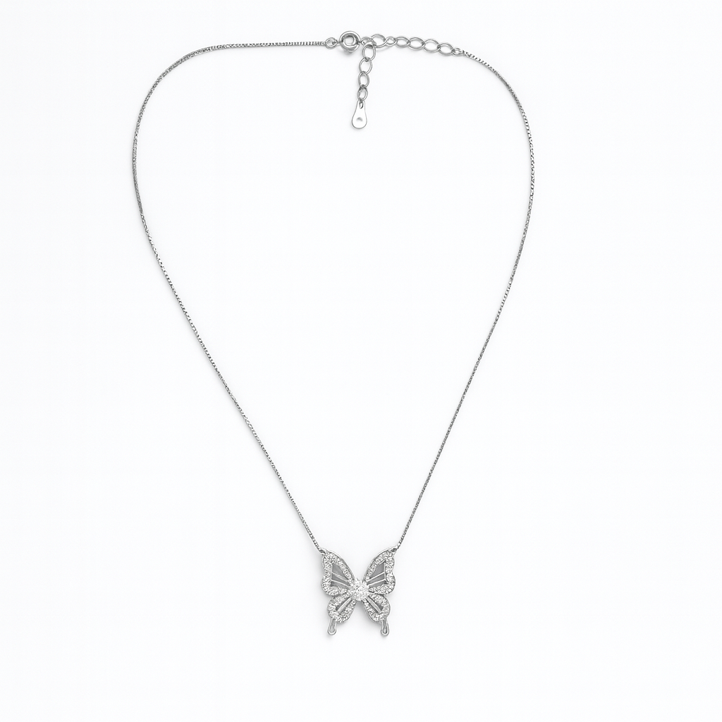 925 Sterling Silver Butterfly Angel Pendant Necklace
