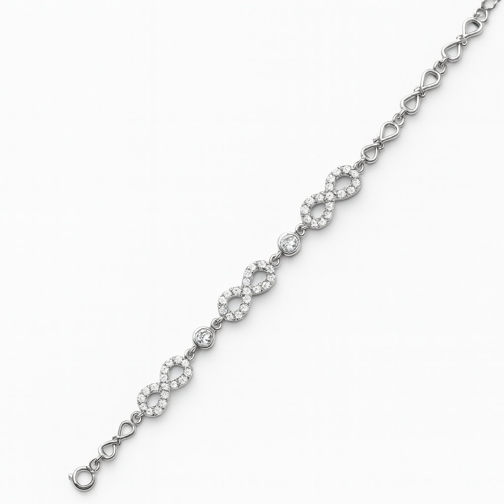 Infinity Sparkle Silver Link Bracelet