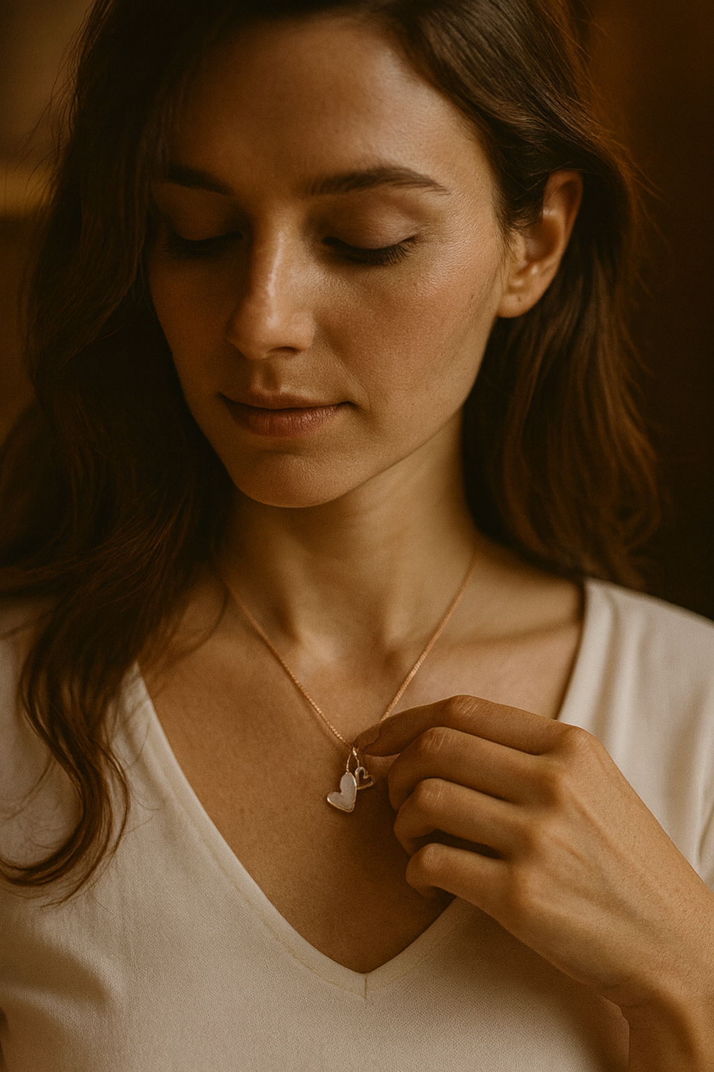 925 Sterling Silver Double Love Pendant Necklace