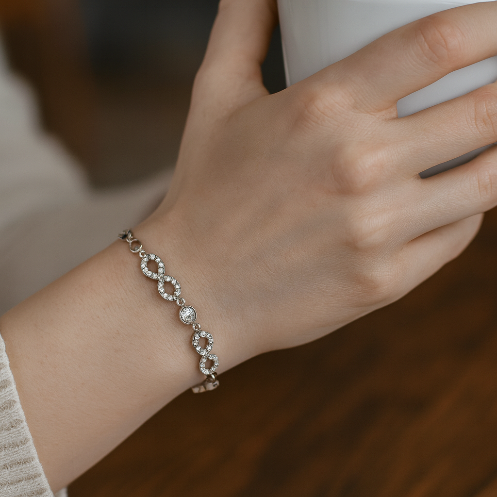 Infinity Sparkle Silver Link Bracelet