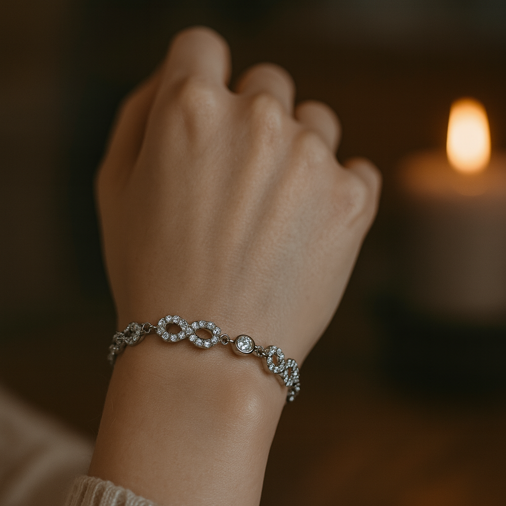 Infinity Sparkle Silver Link Bracelet