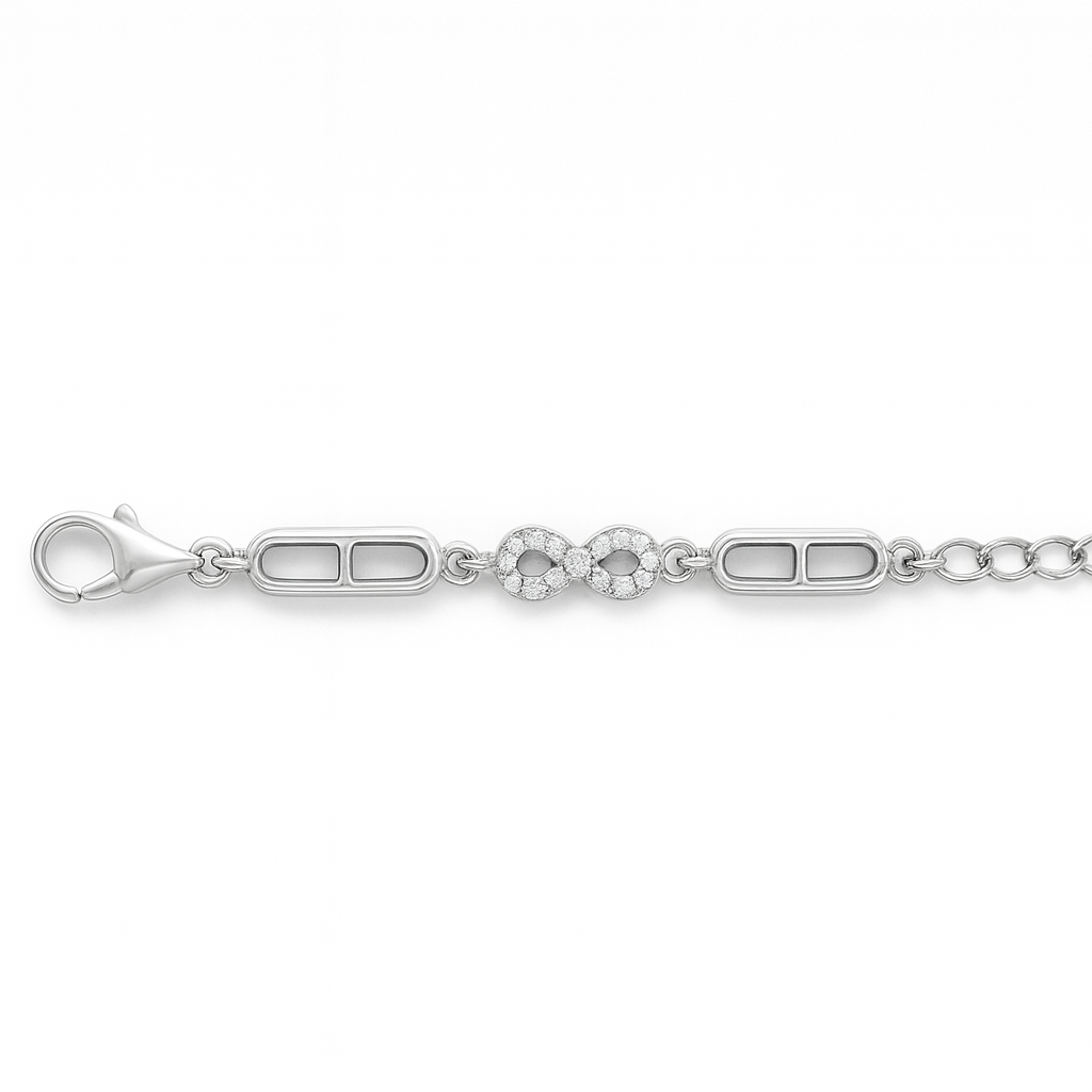 Infinity Sparkle Link Silver Bracelet