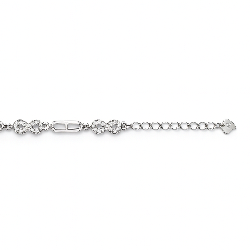 Infinity Sparkle Link Silver Bracelet
