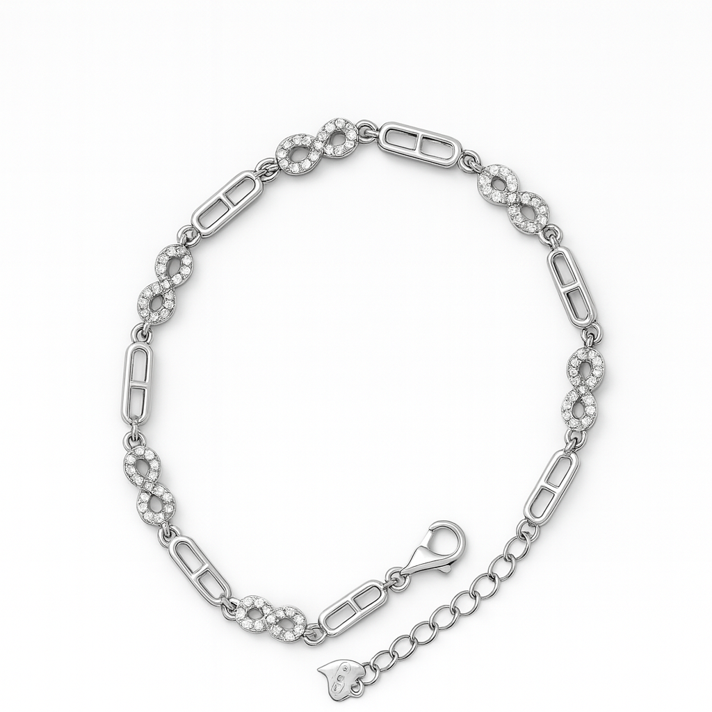Infinity Sparkle Link Silver Bracelet