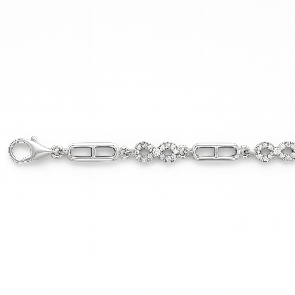 Infinity Sparkle Link Silver Bracelet
