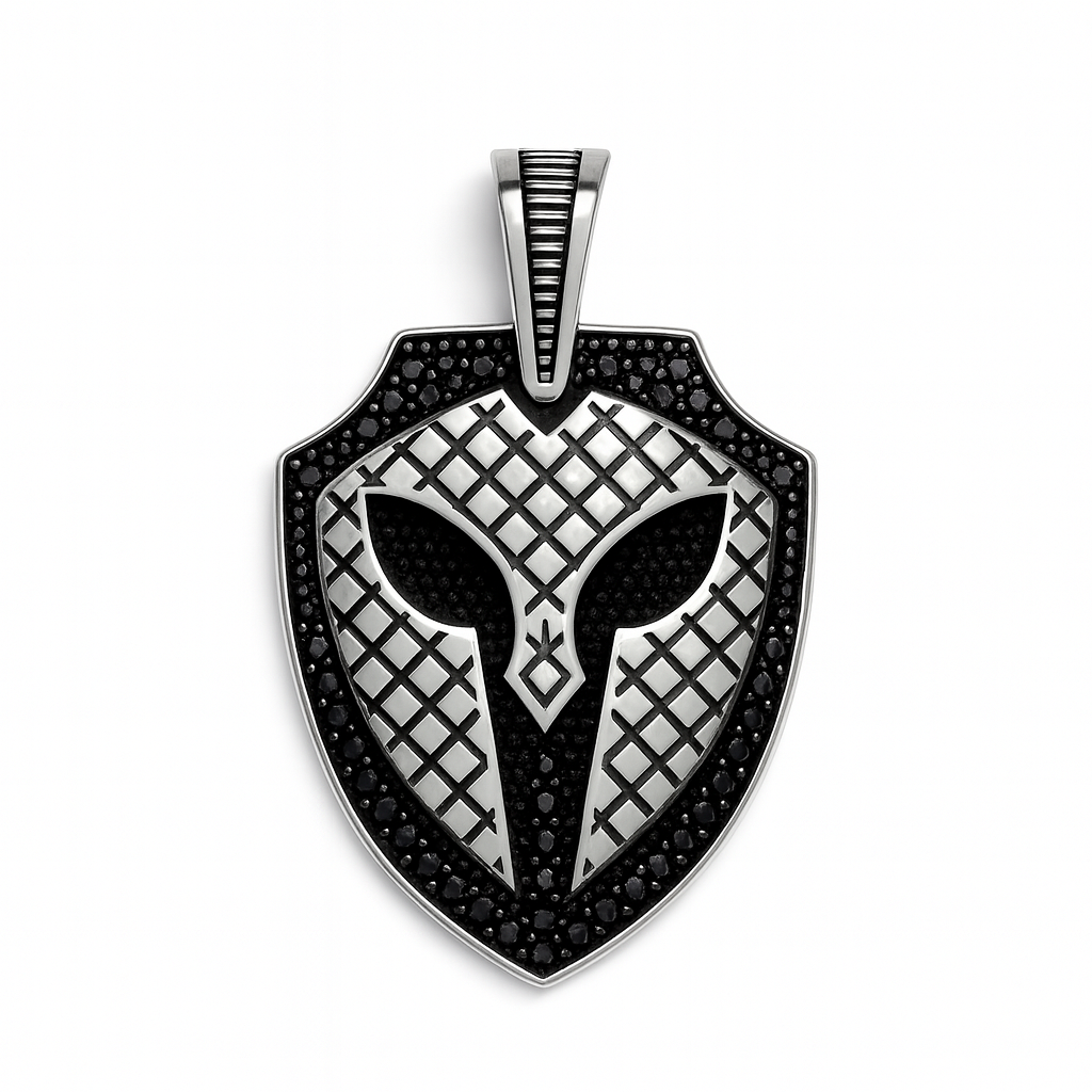 Spartan Warrior Shield Silver Pendant