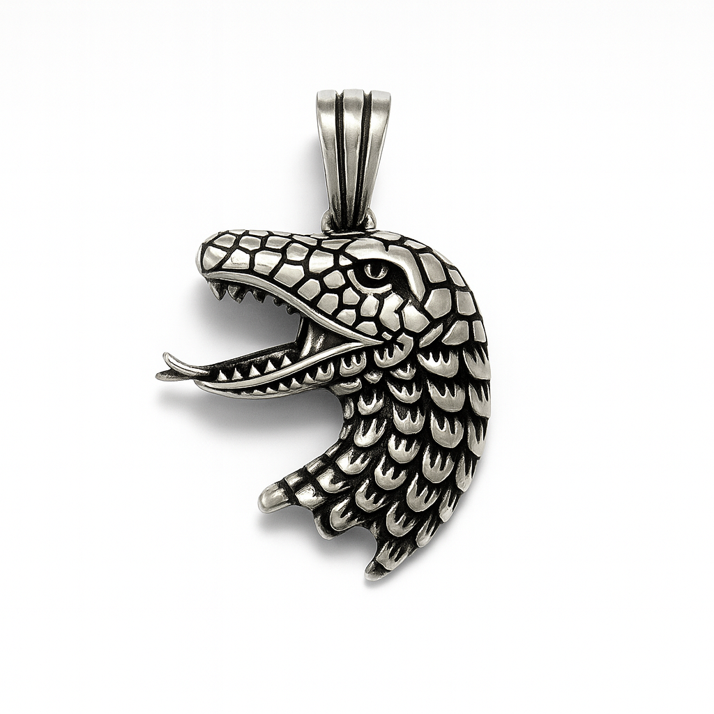 Serpent Head Silver Pendant