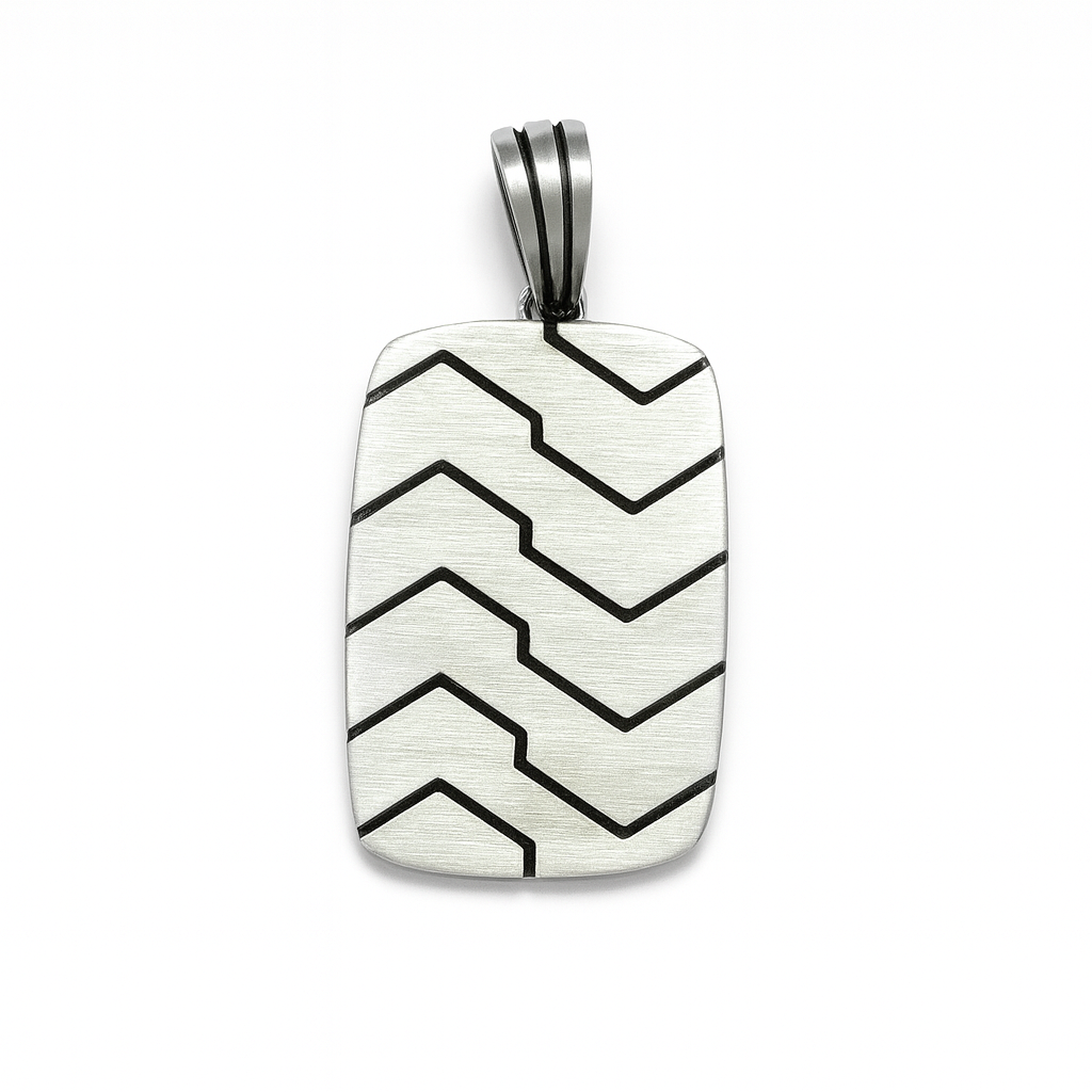 Geometric Chevron Silver Pendant