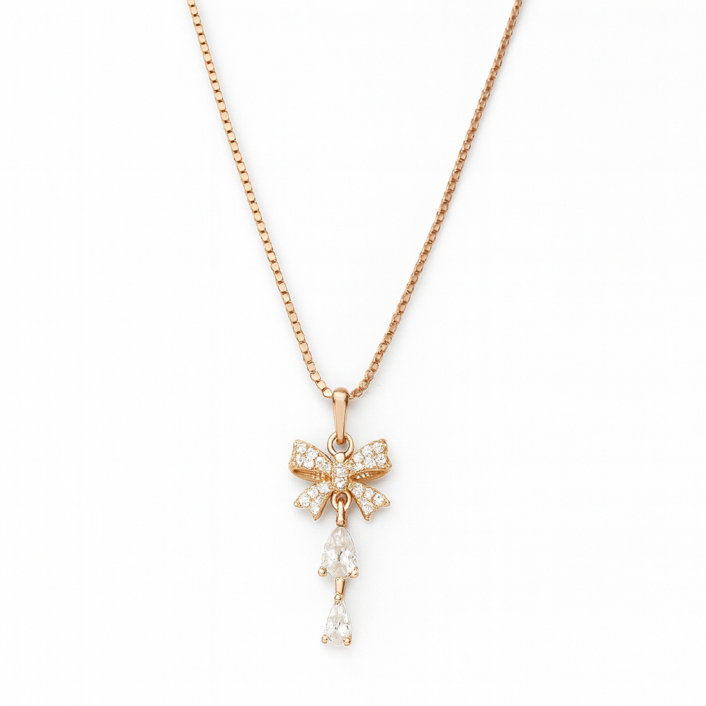 925 Sterling Silver Reindeer Glow Cute Bow Pendant