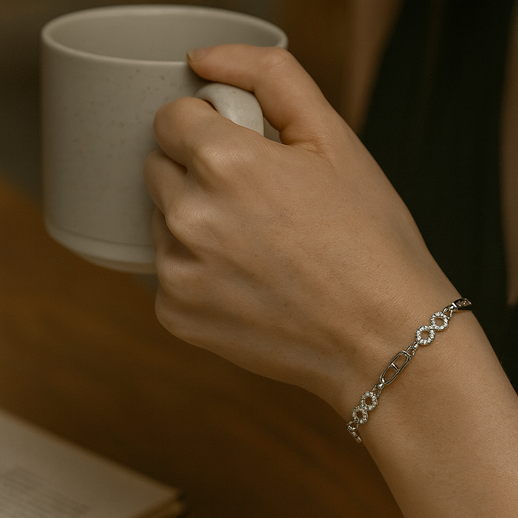 Infinity Sparkle Link Silver Bracelet