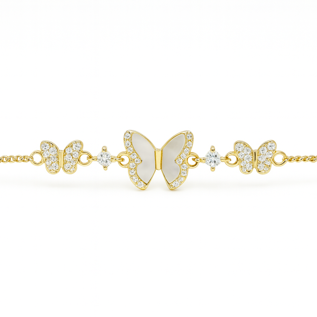 925 Sterling Silver Dreamy Butterfly Charm Bracelet