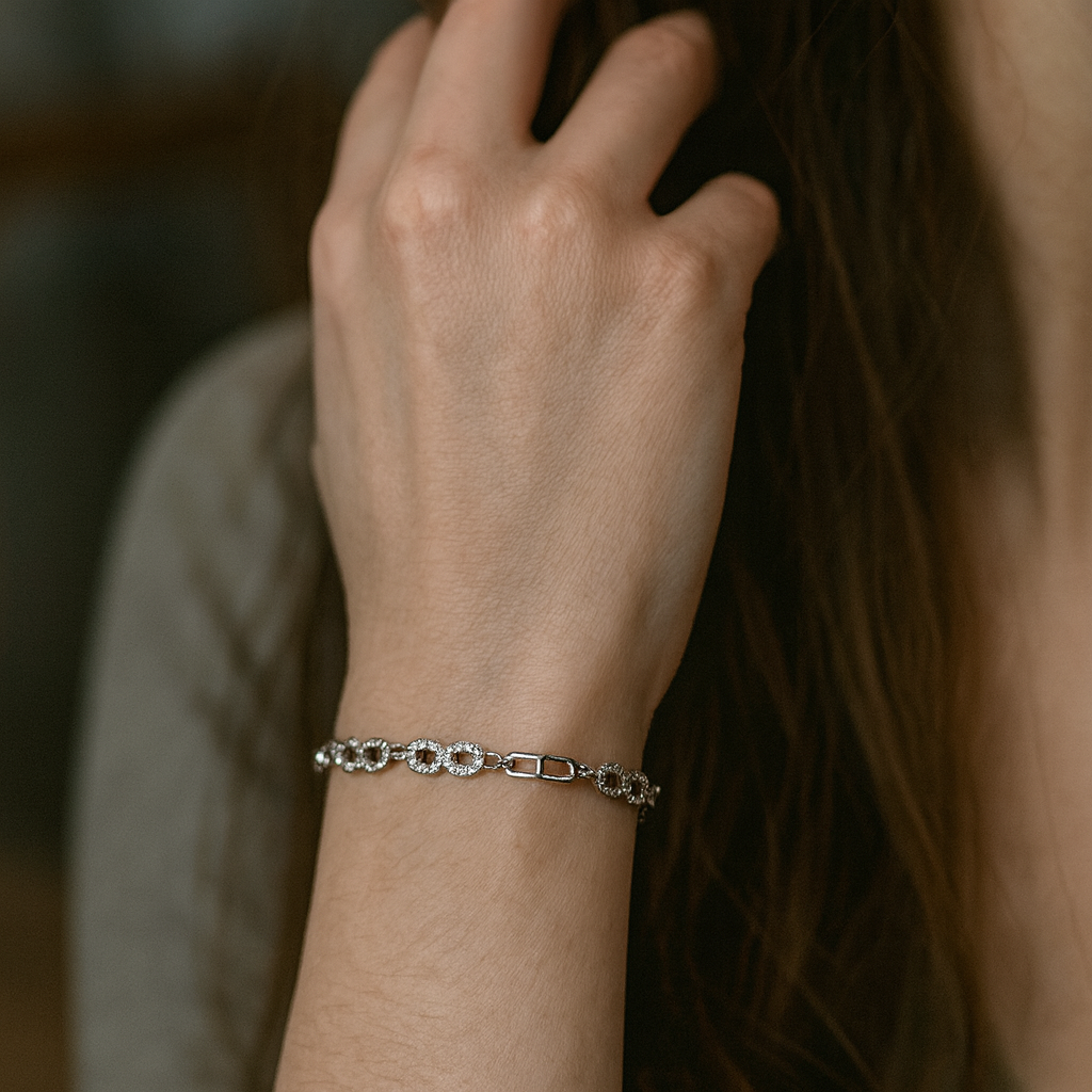 Infinity Sparkle Link Silver Bracelet