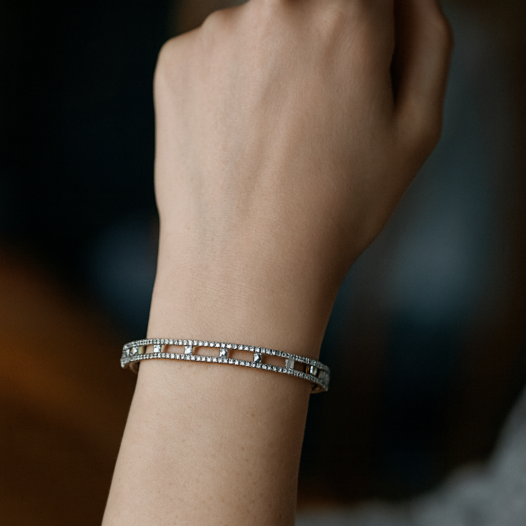 925 Sterling Silver Slim Multi Layer Bangle