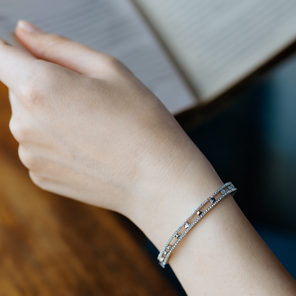 925 Sterling Silver Slim Multi Layer Bangle