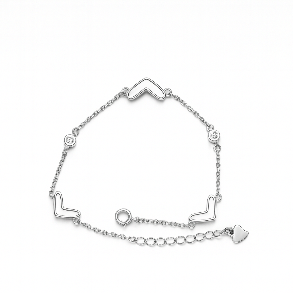 925 Sterling Silver Darling Heart-Drop Bracelet