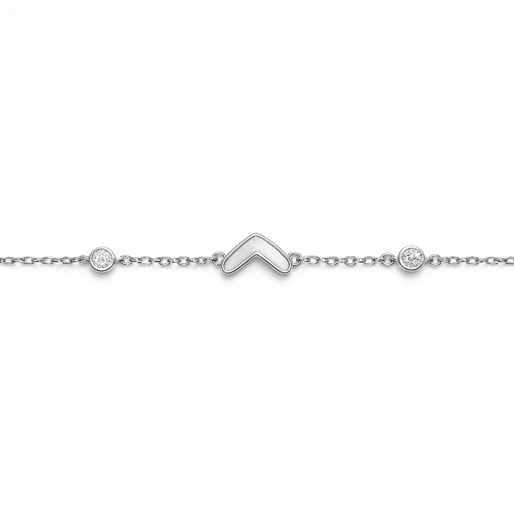 Minimalist Chevron Inlay Silver Bracelet