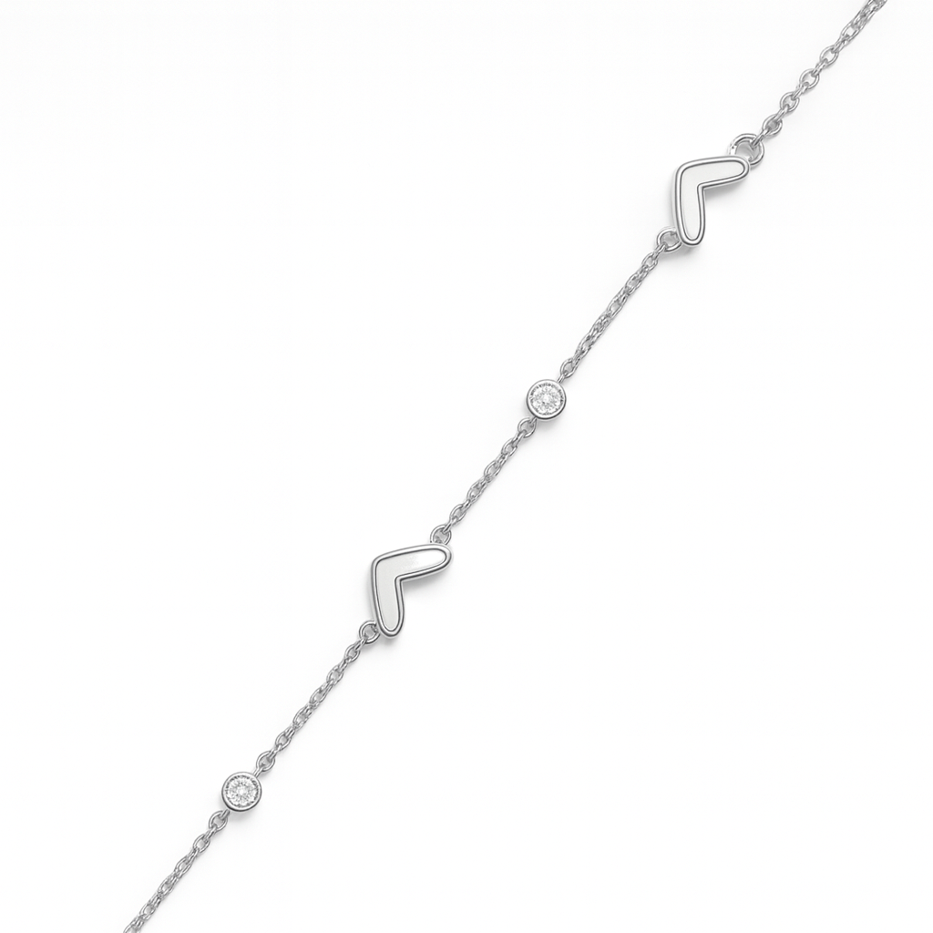 Minimalist Chevron Inlay Silver Bracelet