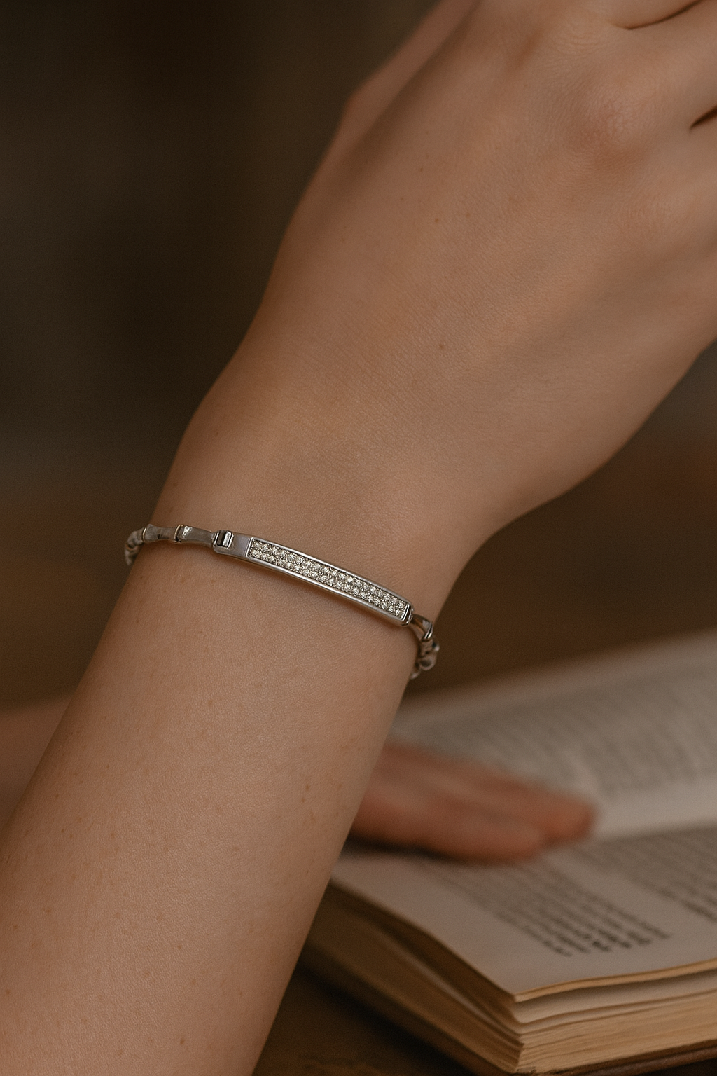 925 Sterling Silver Crystal Chic Block Bracelet