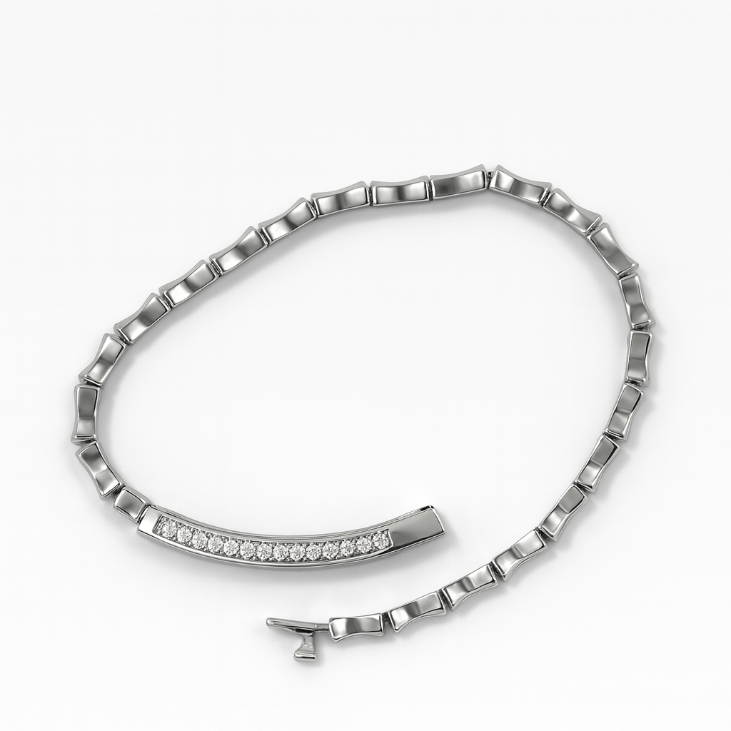 925 Sterling Silver Crystal Chic Block Bracelet