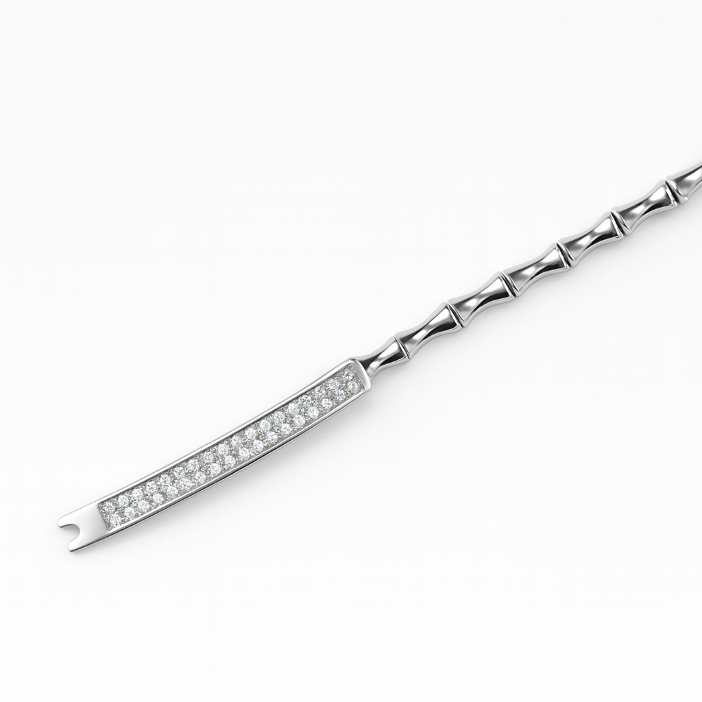 925 Sterling Silver Crystal Chic Block Bracelet