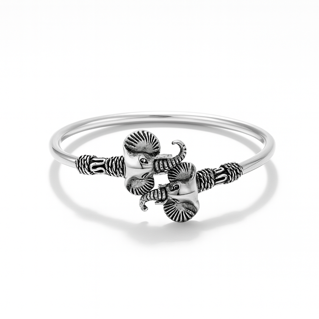 925 Sterling Silver Pretty Elephant-Bloom Bangle