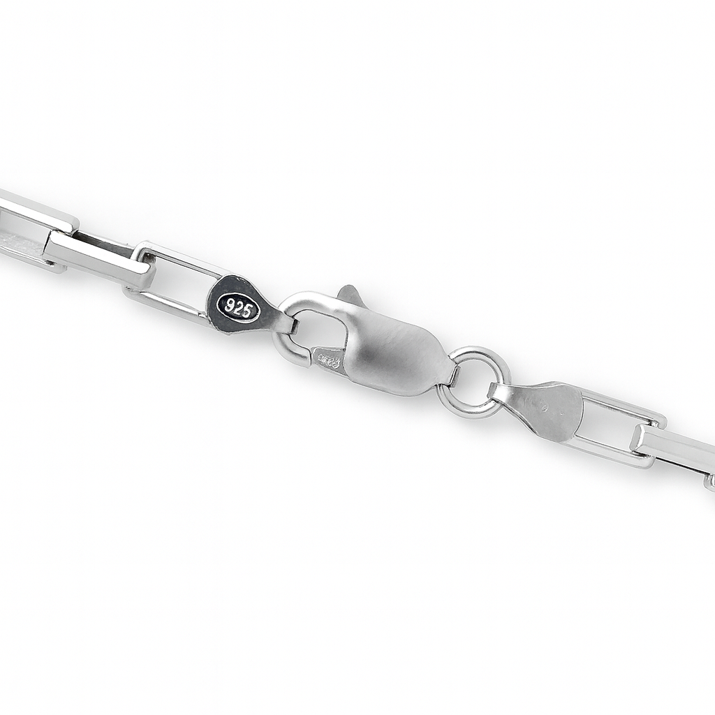 925 Sterling Silver Italian Cubic Paperclip Chain