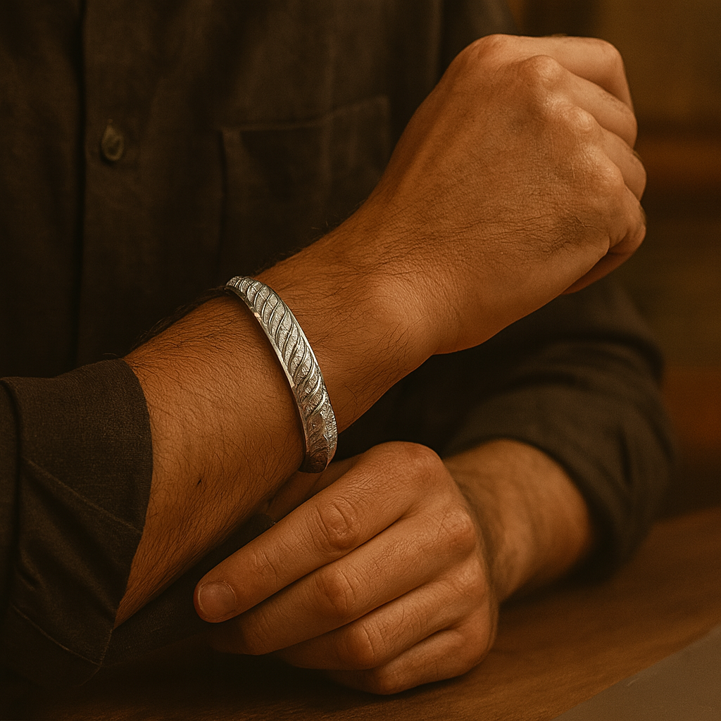 925 Sterling Silver Nature Curve Kada