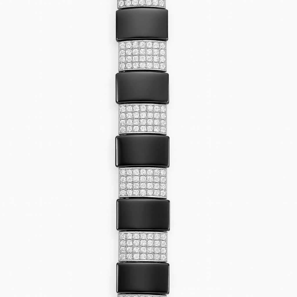 925 Sterling Silver Black Ice Block Bracelet