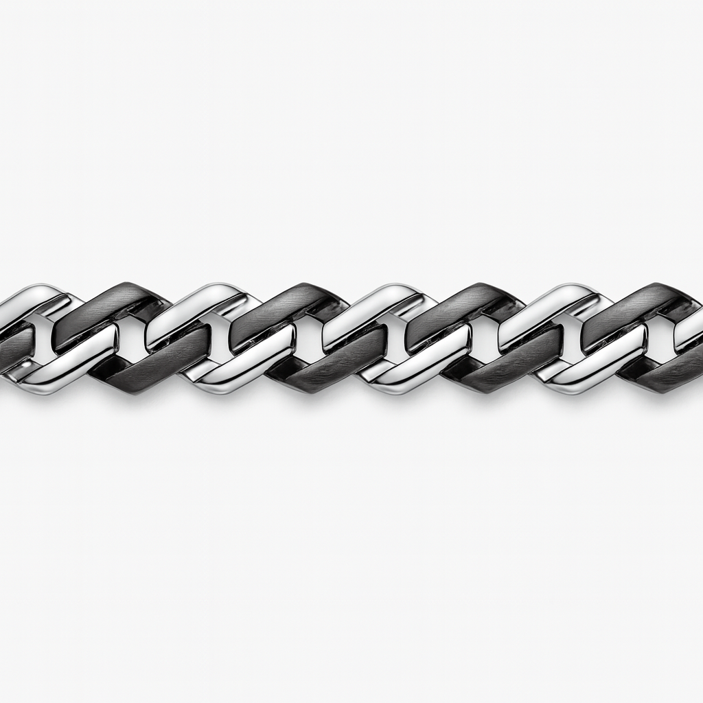 925 Sterling Silver Onyx Cuban Link Bracelet