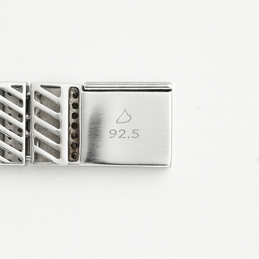 925 Sterling Silver Gold Grid Bracelet