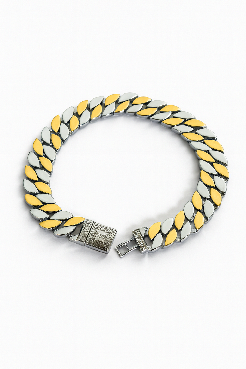 925 Sterling Silver Gold Leaf Cuban Bracelet