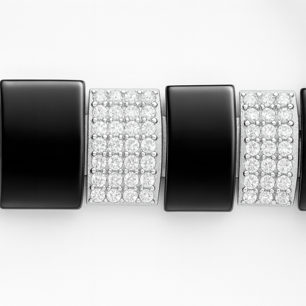 925 Sterling Silver Black Ice Block Bracelet