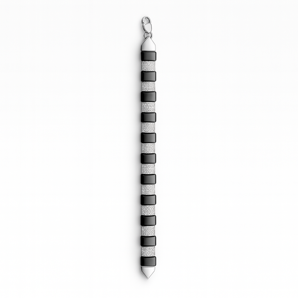 925 Sterling Silver Black Ice Block Bracelet