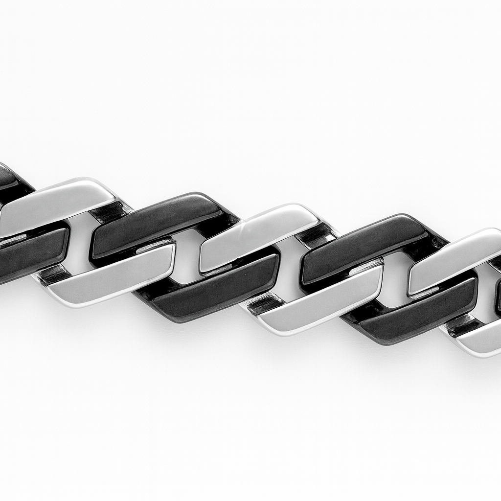 925 Sterling Silver Onyx Cuban Link Bracelet