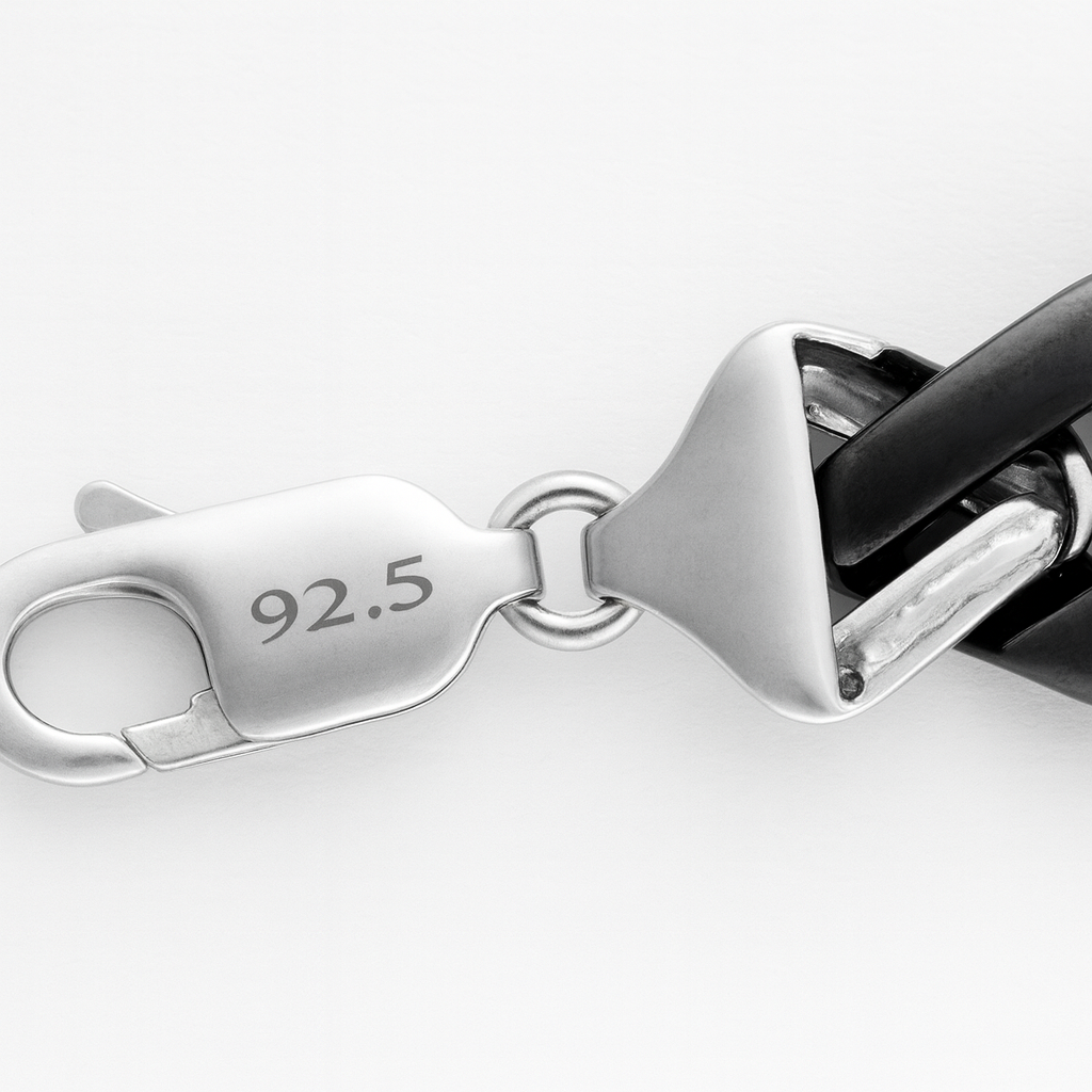 925 Sterling Silver Onyx Cuban Link Bracelet