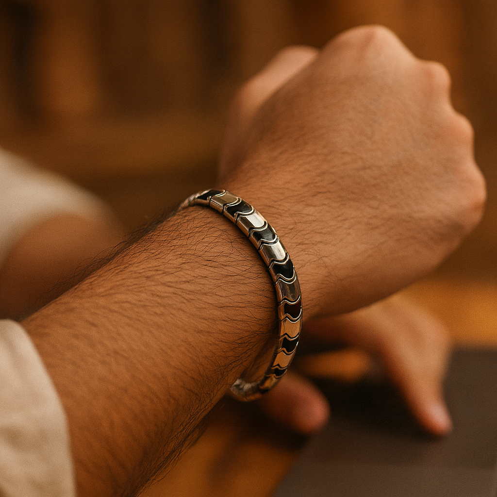 925 Sterling Silver Wave Link Bracelet