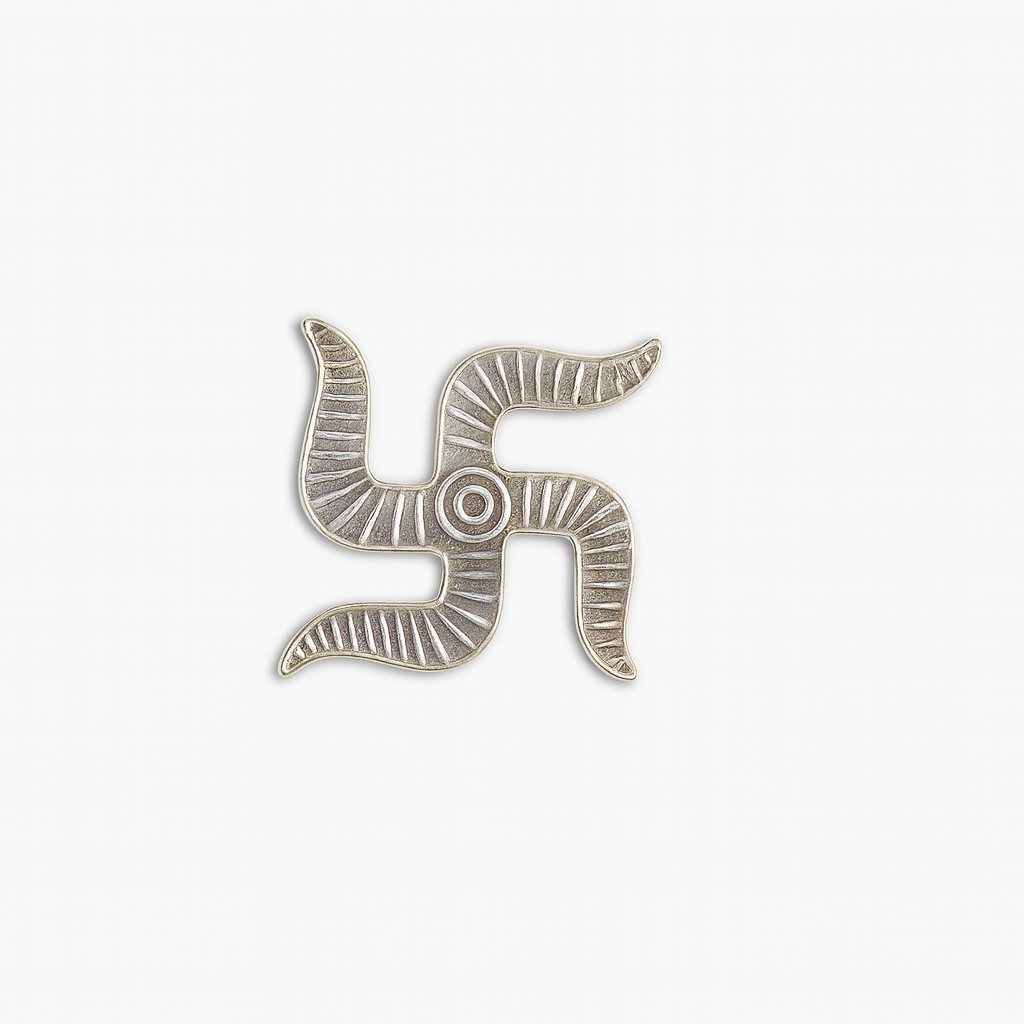 Silver Divine Swastik Symbol for Mandir, Pooja, Temple, Home Decor