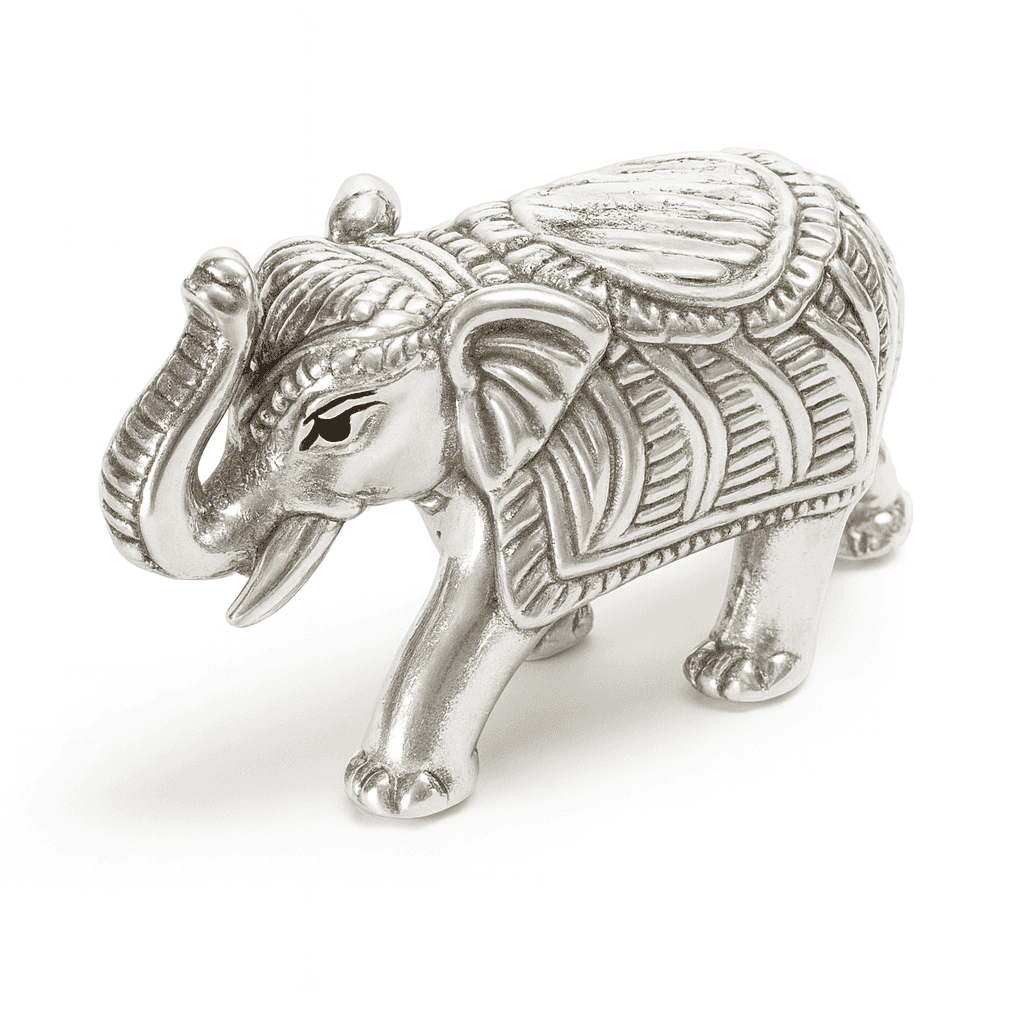 999 Silver Royal Elephant Idol Murti - Celestora - India - - - Home Decor for Men, Boys, Gift for Men, Brother, Boyfriend, Husband