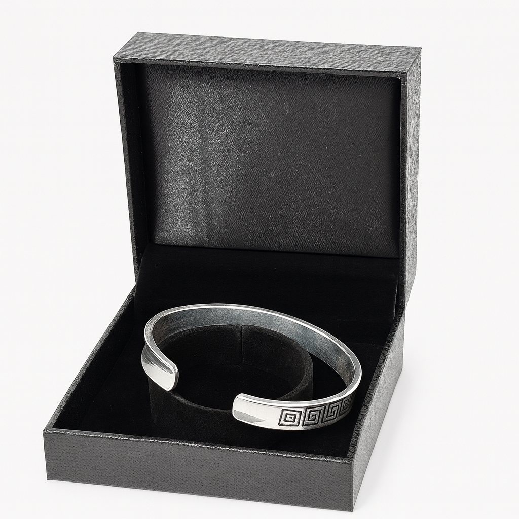 925 Sterling Silver Royal Greek Key Cuff