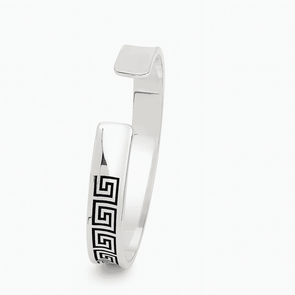 925 Sterling Silver Royal Greek Key Cuff - Celestora - India - - - Cuff / Kada for Men, Boys, Gift for Men, Brother, Boyfriend, Husband