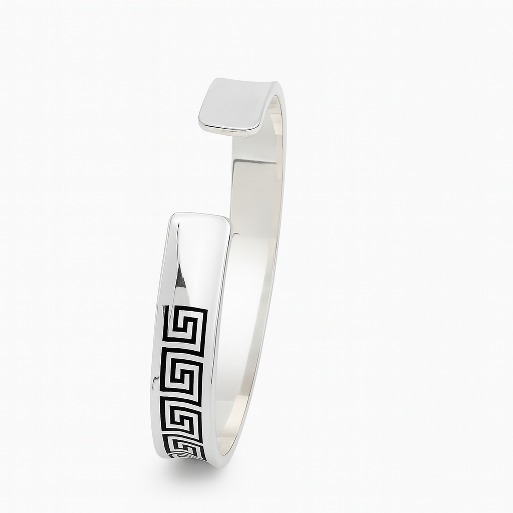 925 Sterling Silver Royal Greek Key Cuff