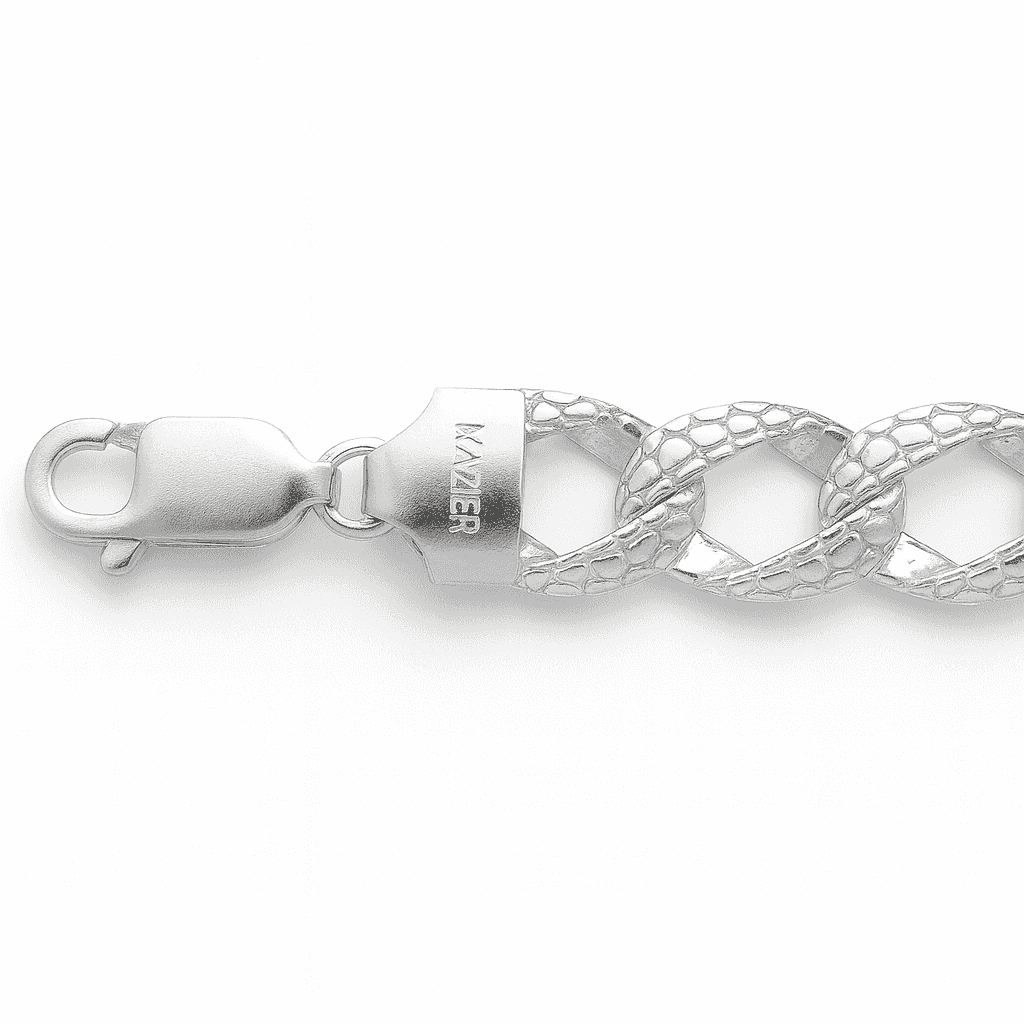 925 Sterling Silver Croc Pattern Link Cuban Bracelet - Celestora - India - - - Bracelet for Men, Boys, Gift for Men, Brother, Boyfriend, Husband